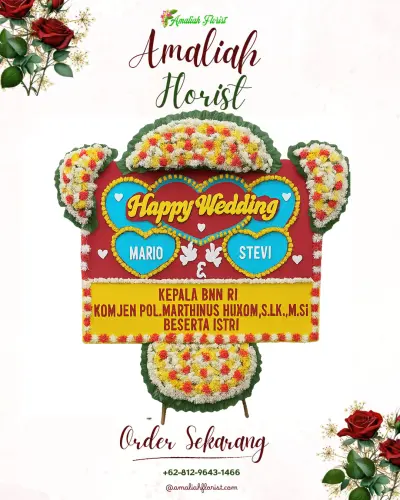 Karangan Papan Bunga Pernikahan di Perwira